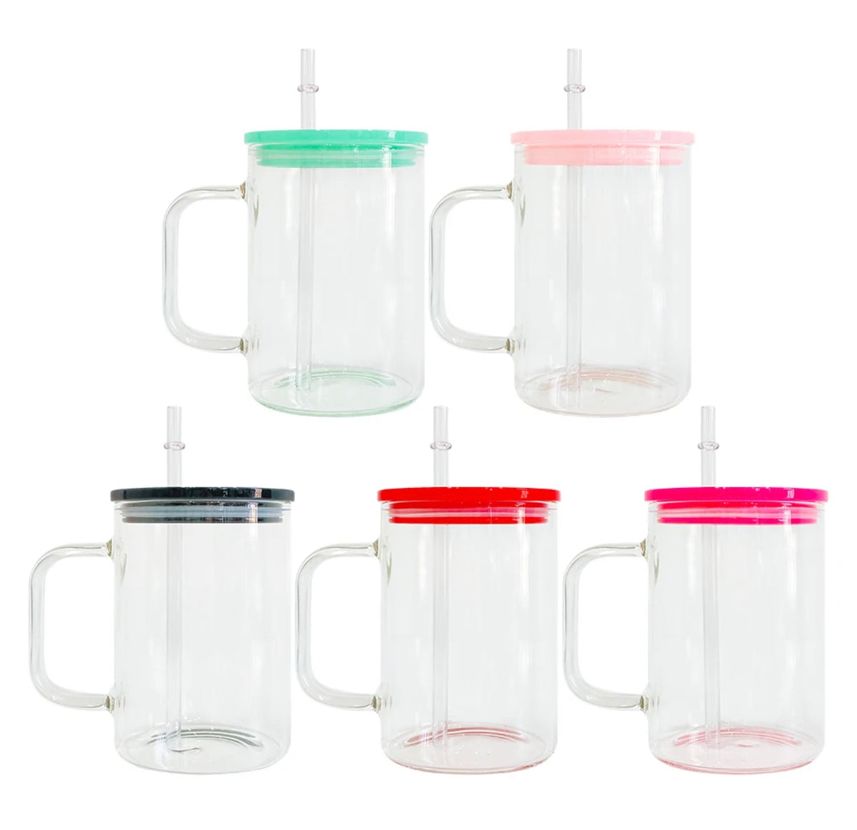 17oz blank sublimation Glass mugs with colorful PP lids_CNPNY – YPSub