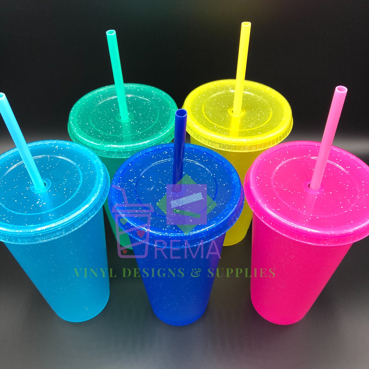 24oz Glitter Cold Cups, The Neon Collection Purple 5 Pack – Cali