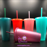 24oz Glitter Cold Cups, The Neon Collection Purple 5 Pack – Cali